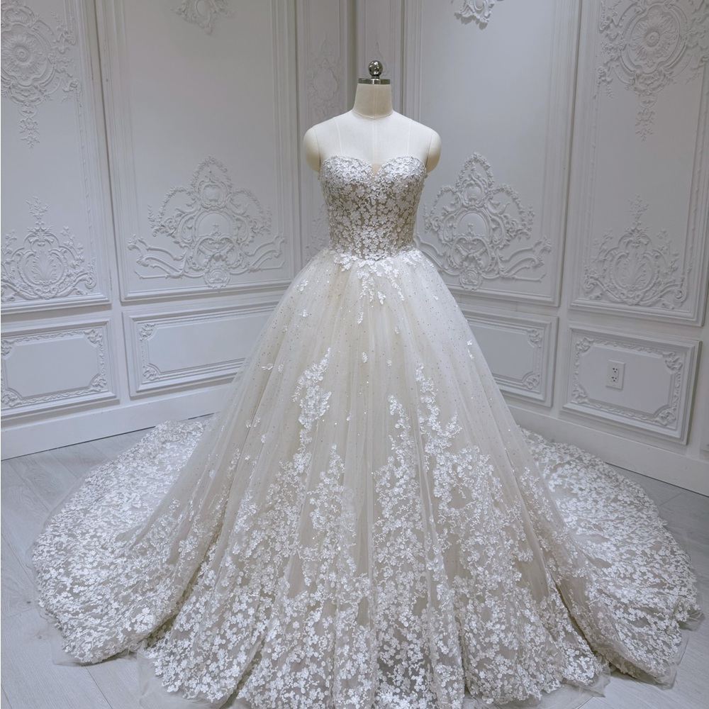 Ivory floral Aline Wedding Dress